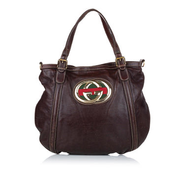 Gucci Web Britt Leather Satchel