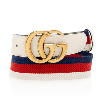Gucci Web Calfskin Double G Belt - Size 38 / 95 (SHF-18979)