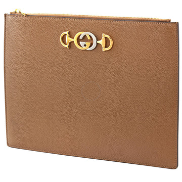 GUCCI Grainy Leather Zumi Pouch Clutch