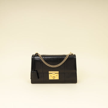 Gucci Black Python Padlock Medium Shoulder Bag
