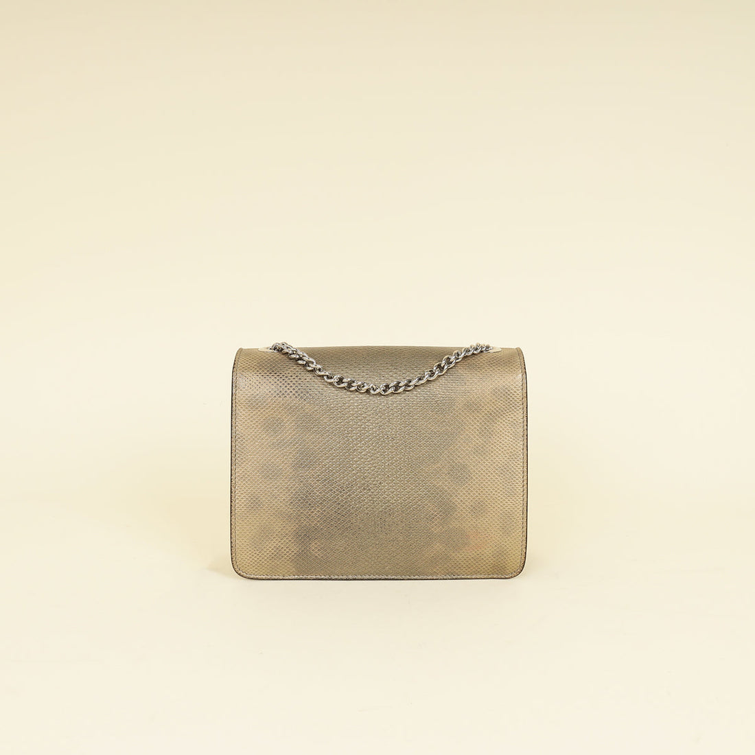 Gucci Metallic Olive Lizard Interlocking G Flap Chain Shoulder Bag