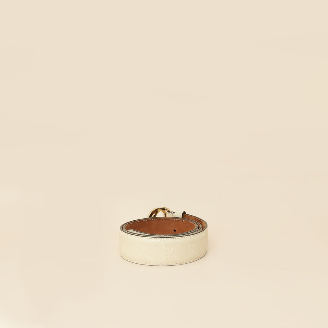Gucci Cream Interlocking G Guccissima Belt 32