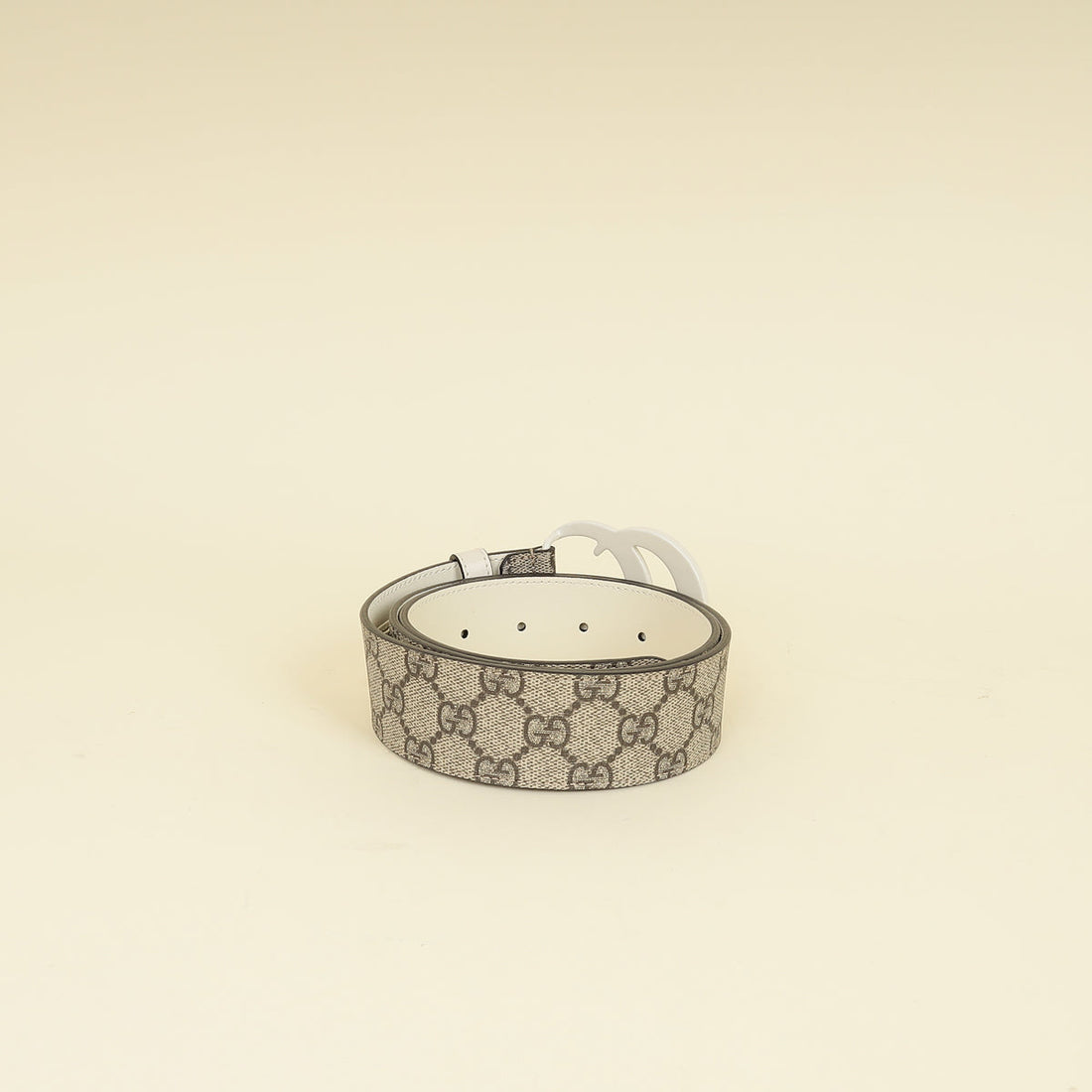 Gucci Bicolor Double G Buckle Supreme Belt 32