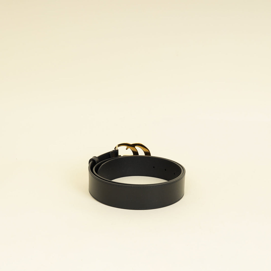 Gucci Black GG Marmont Wide Belt W/ Shiny Buckle 36