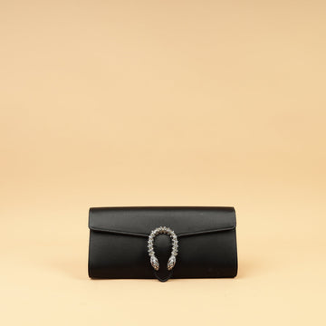 Gucci Black Satin Crystal Dionysus Clutch