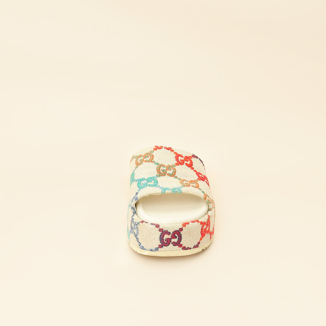 Gucci Beige GG Multicolor Jacquard Platform Slide 39