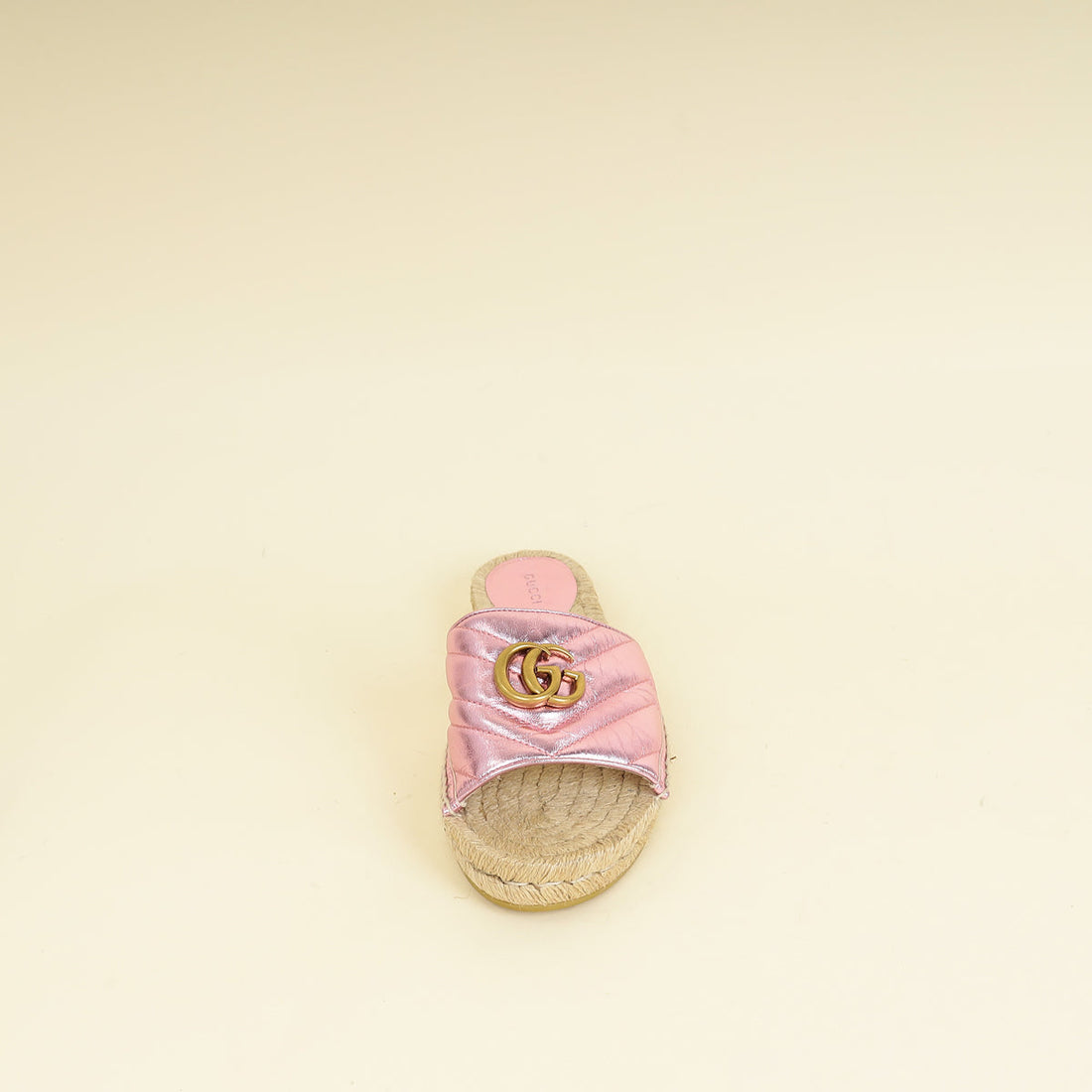 Gucci Metallic Pink GG Marmont  Espadrille Sandal 39