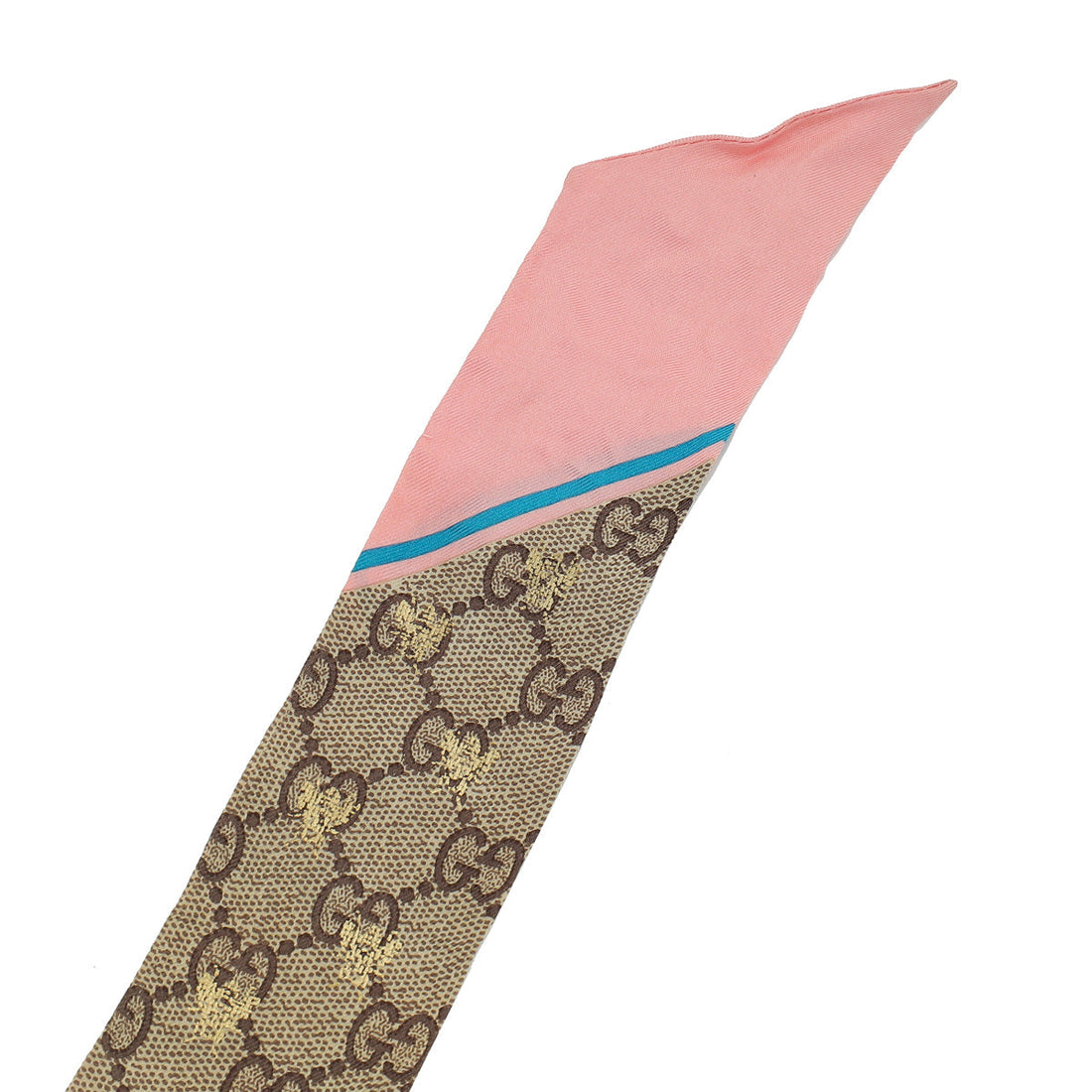 Gucci Bicolor GG Bee Metallic Printed Silk Twilly