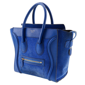 CELINE Handbag Suede, Calfskin blue Luggage micro Women New 1:1