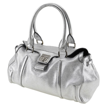 CELINE Handbag Calfskin Silver With logo Women New 1:1