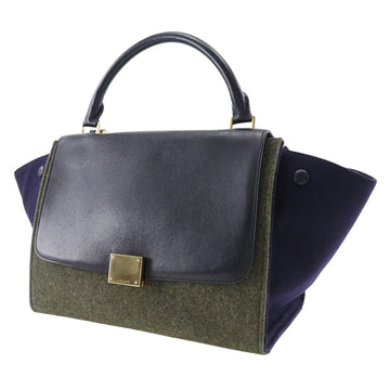 CELINE Handbag Felt, Calfskin Black / grey Trapeze Women New 1:1