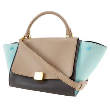 CELINE Handbag Calfskin Brown / black 2WAYShoulder Trapeze Women New 1:1