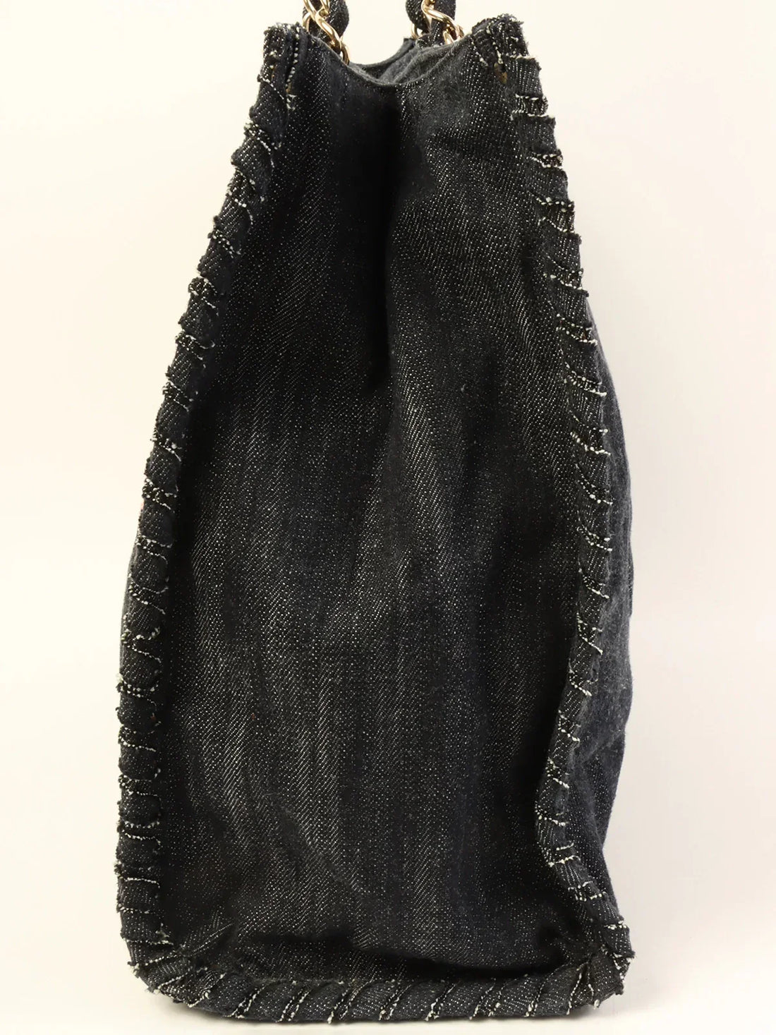 Top Quality Chanel Around 2005 Made Denim Airplane Cc Mark Embroidered Chain Tote Bag Indigo