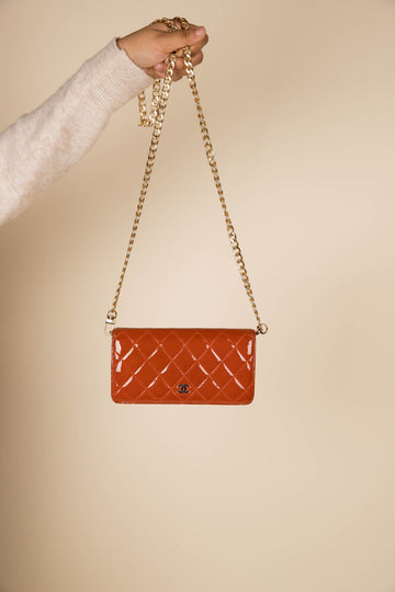 Louis Vuitton Top Quality Chanel Burnt Orange  Wallet with Chain