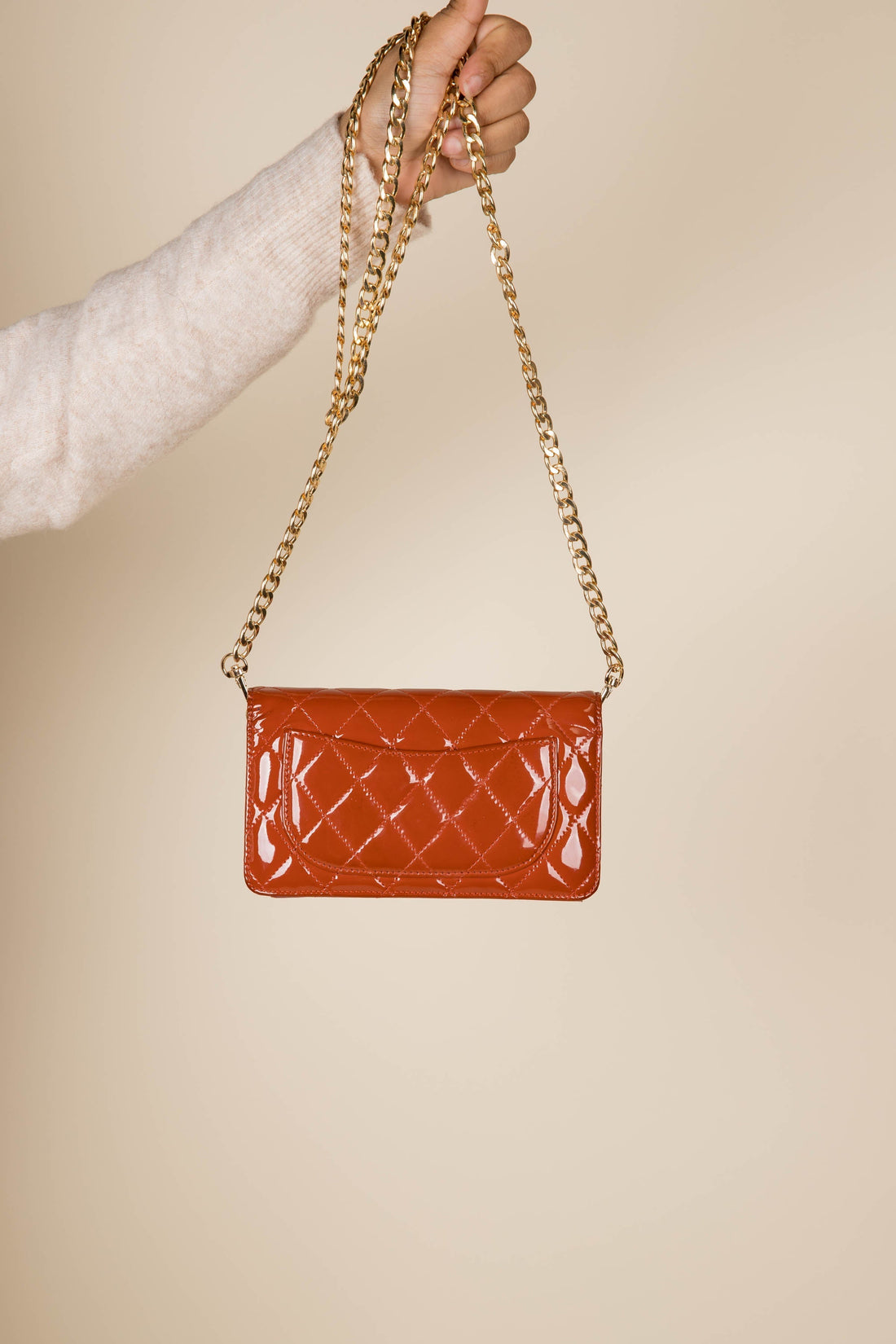 Louis Vuitton Top Quality Chanel Burnt Orange  Wallet with Chain