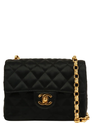 Top Quality Chanel Around 1990 Made Silk Satin Classic New Bijoux Chain Mini Black