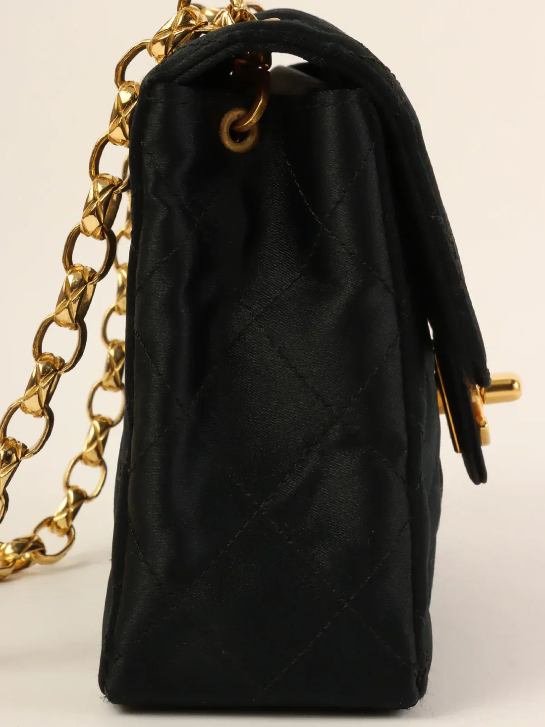 Top Quality Chanel Around 1990 Made Silk Satin Classic New Bijoux Chain Mini Black