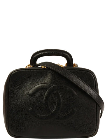 Top Quality Chanel Around 1997 Made Caviar Skin Cc Mark Stitch 2Way Vanity Black