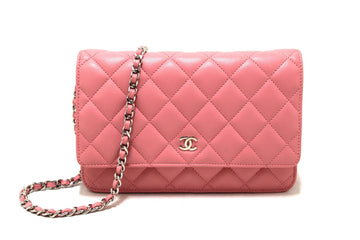 Top Quality Chanel Pink Quilted Lambskin Leather Wallet On Chain WOC Messenger Bag