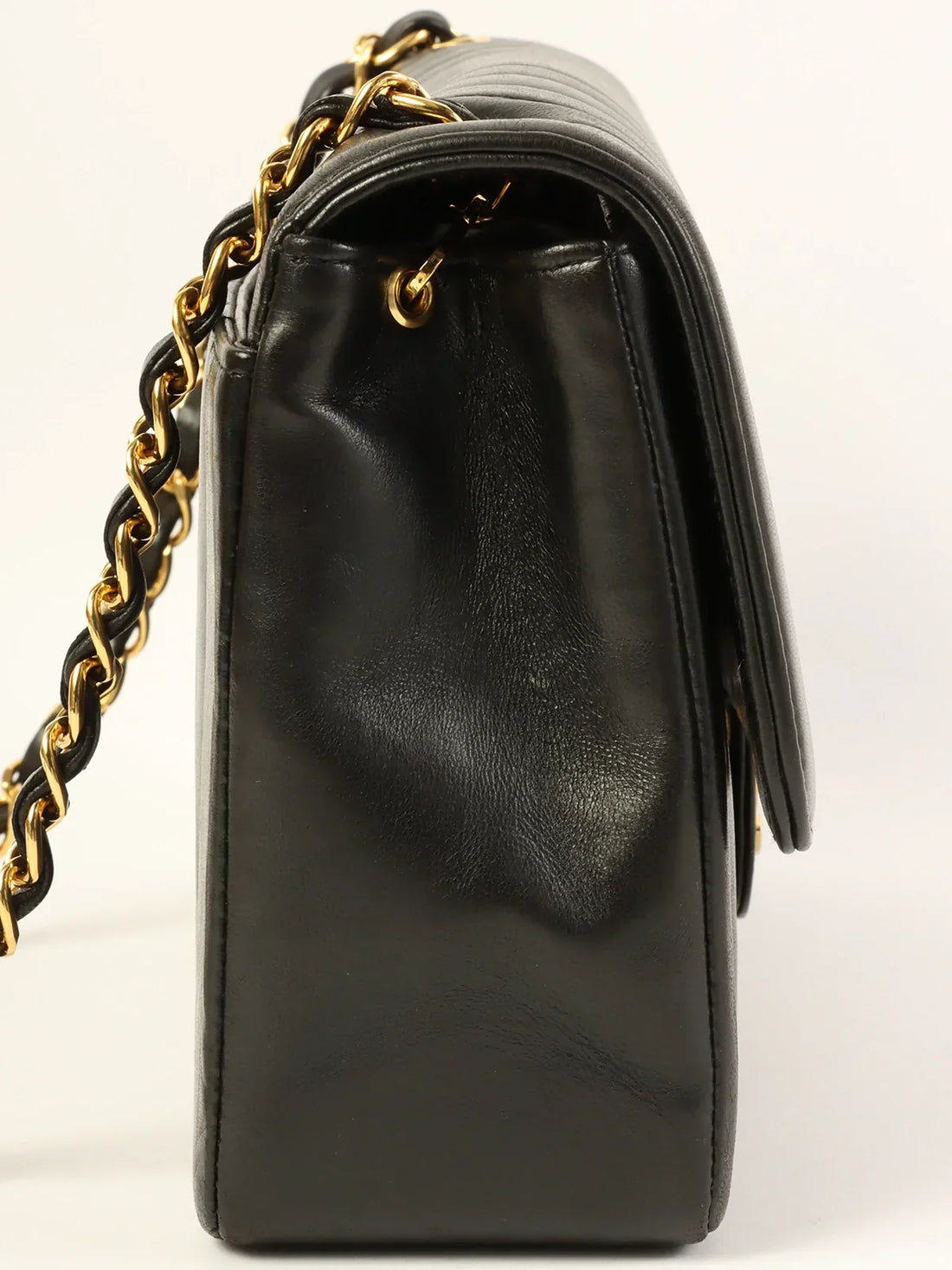 Top Quality Chanel Around 1992 Made Mademoiselle Stitch Turn-Lock Chain Bag Black