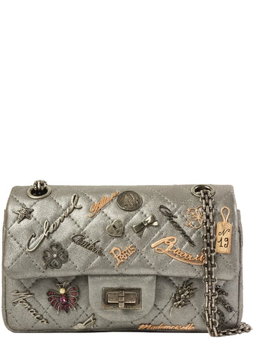 Top Quality Chanel Around 2007 Made 2.55 Icon Charm Chain Bag Mini Metallic Silver