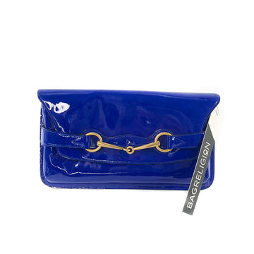 Gucci Electric Blue Patent Bright Brit Clutch