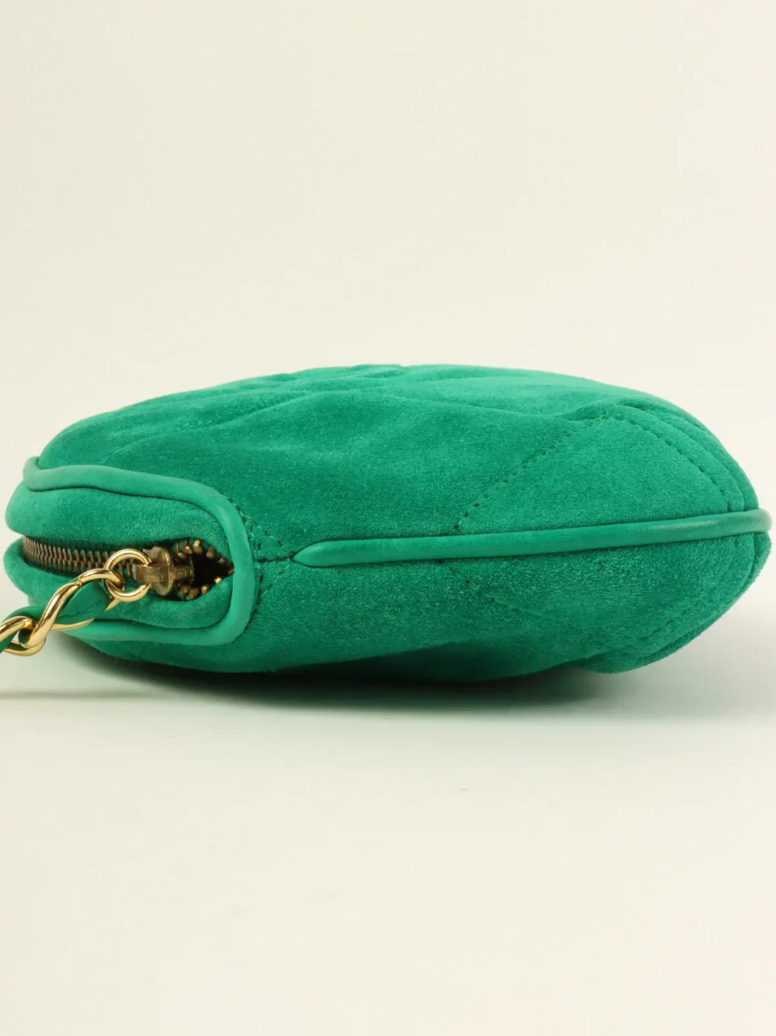 Top Quality Chanel Around 1990 Made Suede Cc Mark Stitch Tassel Clutch Bag Cobalt Green