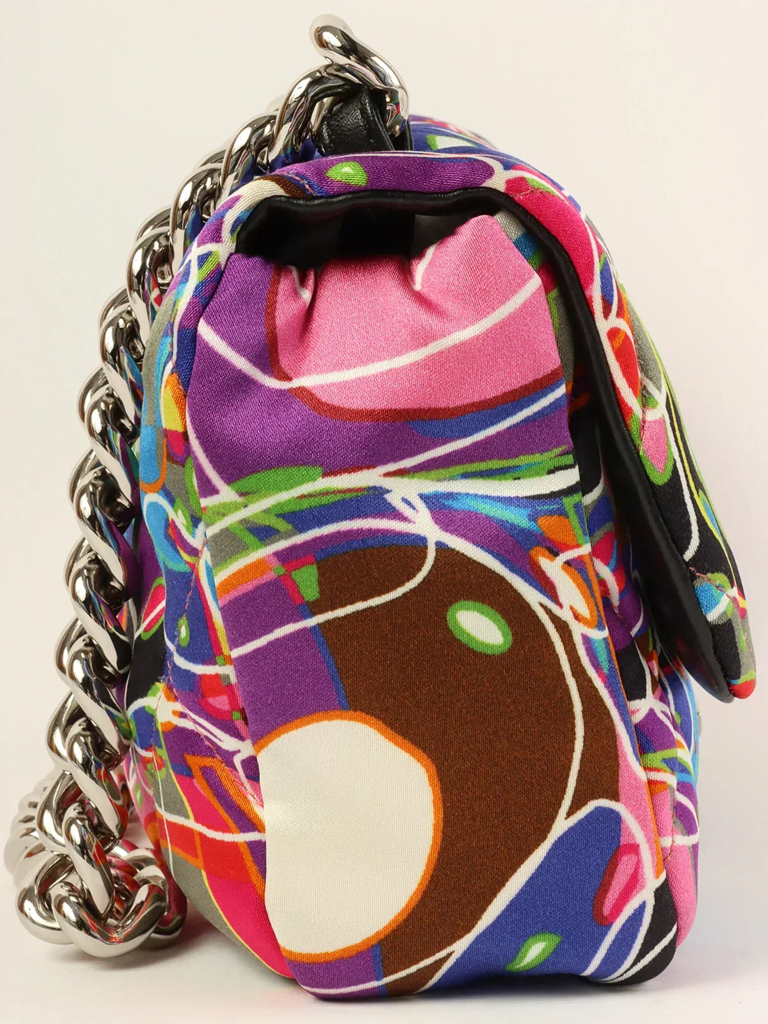 Top Quality Chanel Around 2007 Made Silk Satin Turn-Lock Chain Bag Multi