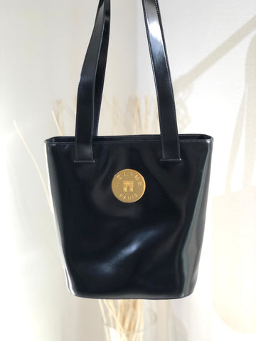 CELINE Arc de Triomphe Plate Leather Tote Bag Black Gold New 1:1 Old Celine xr32dw