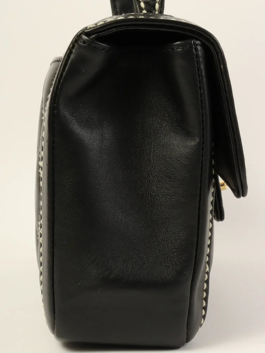 Top Quality Chanel Around 2004 Made Wild Stitch Turn-Lock Top Handle Bag Black