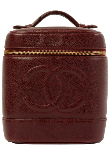 Top Quality Chanel Around 1992 Made Caviar Skin Cc Mark Stitch Vanity Bordeaux