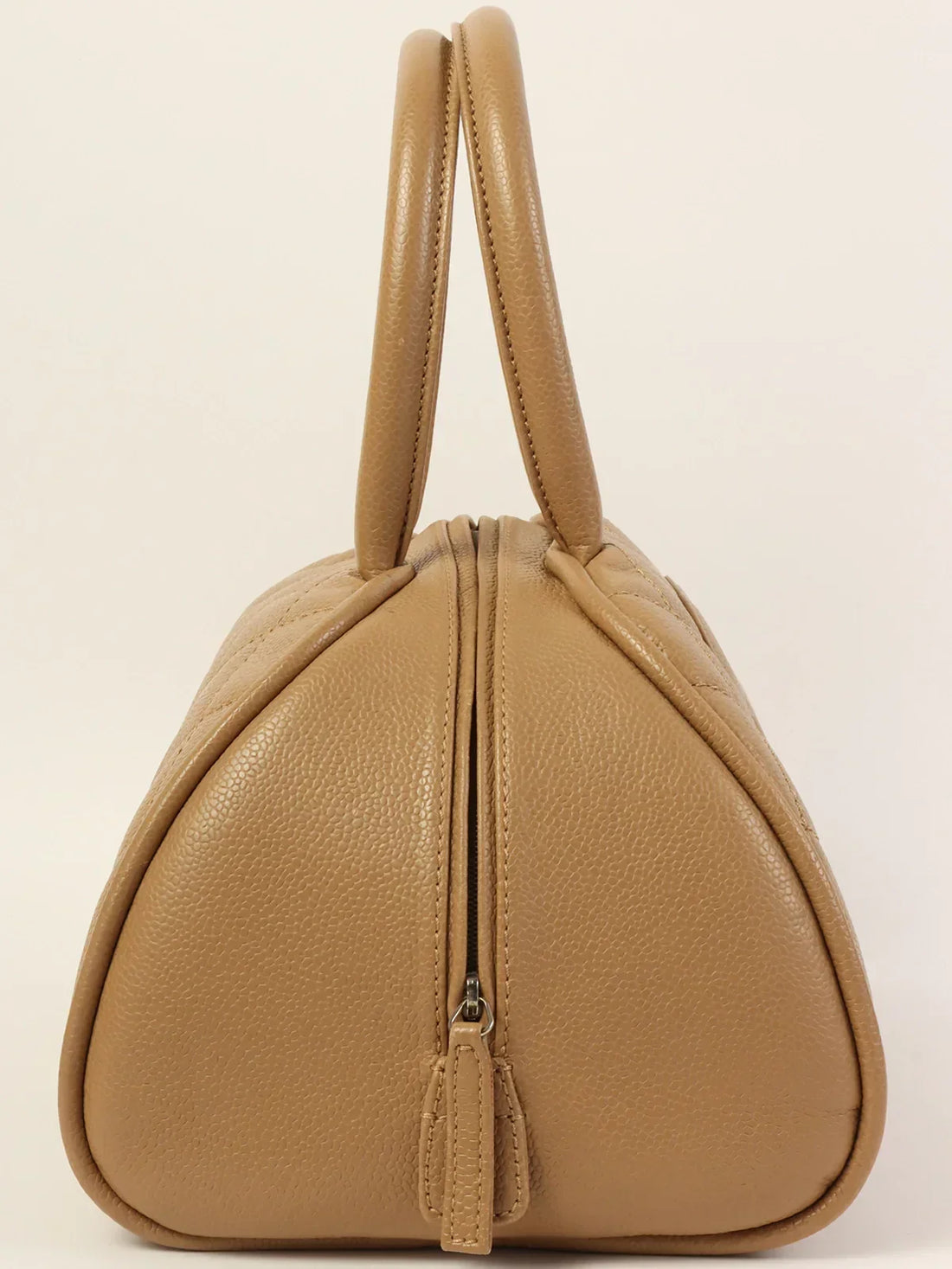 Top Quality Chanel Around 2007 Made Caviar Skin Cc Mark Stitch Top Handle Bag Mocha Beige