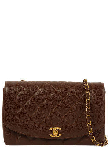 Top Quality Chanel Around 1995 Made Caviar Skin Diana New Chain Bag 25Cm Brown