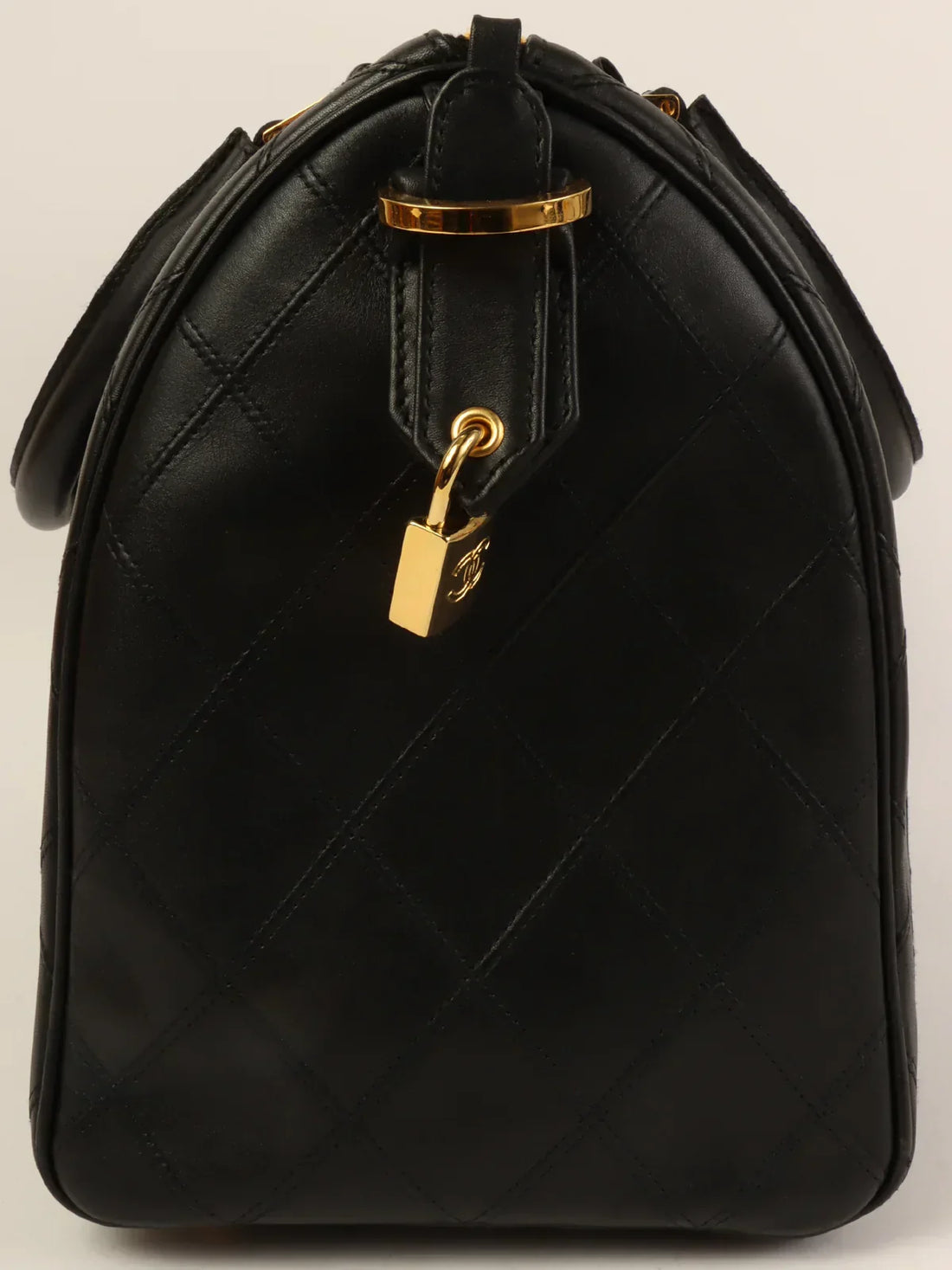Top Quality Chanel Around 1992 Made Bicolore Stitch Cc Mark Charm 2Way Boston Bag Black