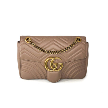 Gucci Marmont Matelasse Medium Leather Shoulder Bag in Beige