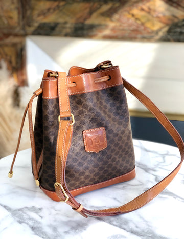 CELINE Macadam Drawstring Shoulder bag Brown New 1:1 Old Celine s43ypk