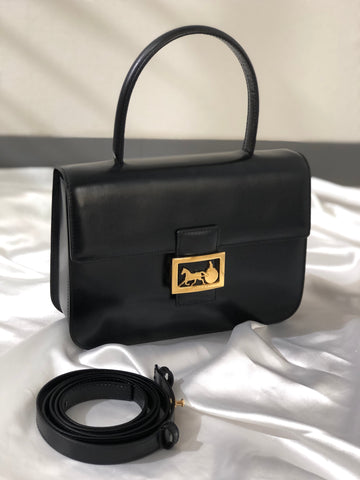 CELINE Horse Carriage Two-way Handbag Crossbody Shoulderbag Black New 1:1 Old CELINE amcz36