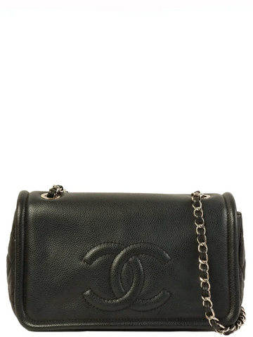 Top Quality Chanel Around 2009 Made Caviar Skin Cc Mark Stitch Chain Bag Black