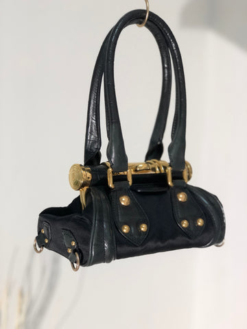 CELINE Triomphe Crocodile embossed Satin Clasp Handbag Black New 1:1 Old CELINE whwc45