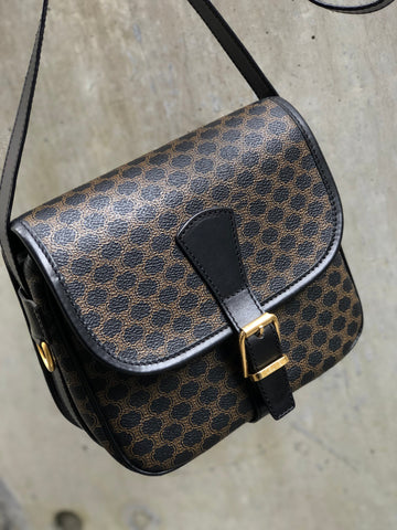 CELINE Macadam Front belt Shoulder Bag Black New 1:1 Old Celine dgvbfp