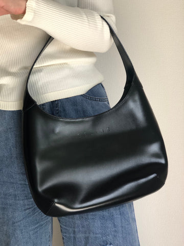 CELINE Logo Hobobag Handbag AVA Black Old Celine New 1:1 tn8fbb