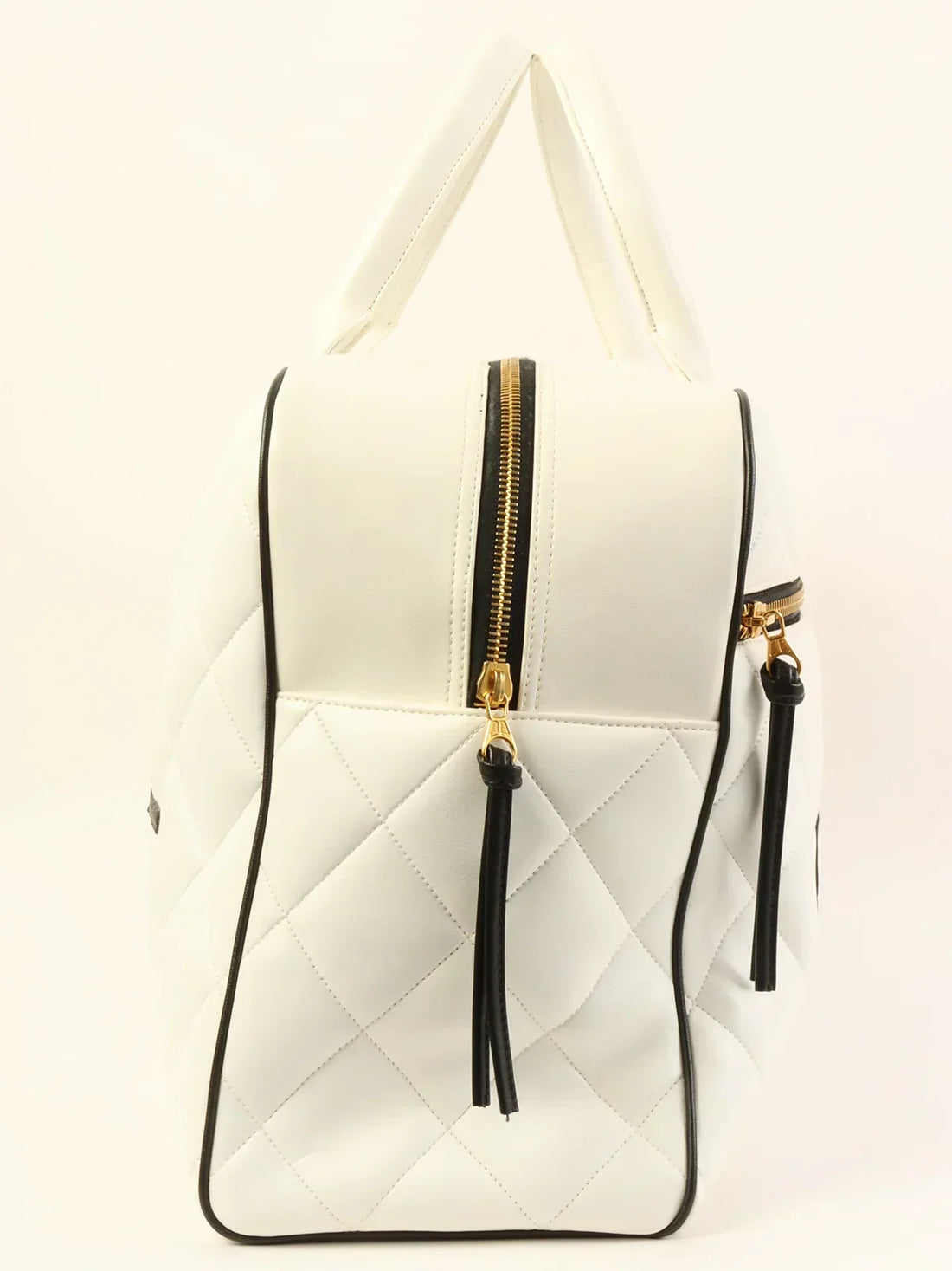 Top Quality Chanel Around 1995 Made Bicolor Big Logo Stitch Boston Bag White/Black