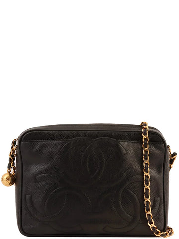 Top Quality Chanel Around 1995 Made Triple Cc Mark Stitch Chain Shoulder Bag Black