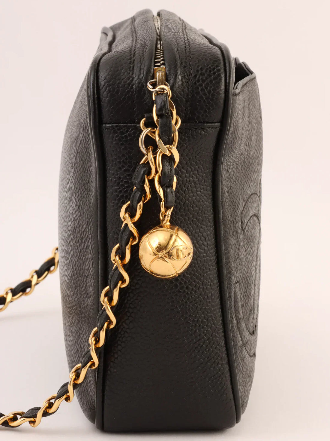 Top Quality Chanel Around 1995 Made Triple Cc Mark Stitch Chain Shoulder Bag Black