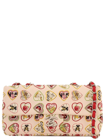 Top Quality Chanel Around 2005 Made Valentine Icon Pattern Turn-Lock Chain Bag Baby Pink/Multi