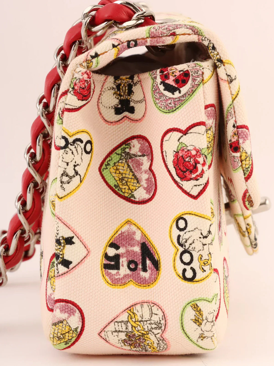Top Quality Chanel Around 2005 Made Valentine Icon Pattern Turn-Lock Chain Bag Baby Pink/Multi