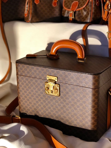 CELINE Macadam Metal Closure Box Two-way Shoulder bag Vanity bag Brown New 1:1 Old CELINE uakr4w
