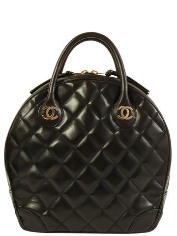 Top Quality Chanel Around 1998 Made Paris Limited Cc Mark Plate Top Handle Bag Black