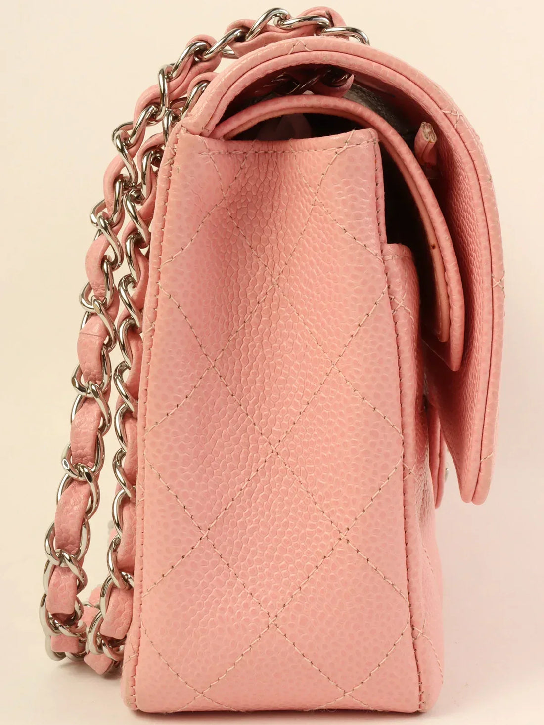 Top Quality Chanel Around 2004 Made Caviar Skin Classic New Chain Bag 25Cm Pink