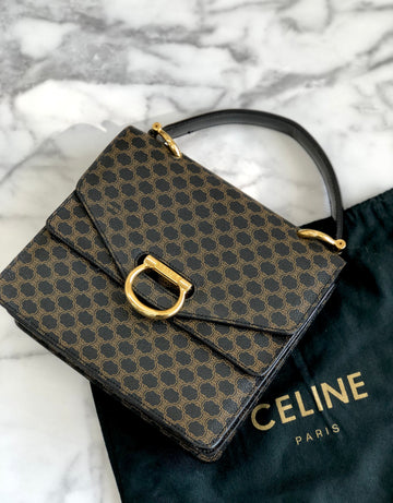 CELINE Macadam Gancini Double flap Tophandle Handbag Black New 1:1 Old CELINE wk3uhd